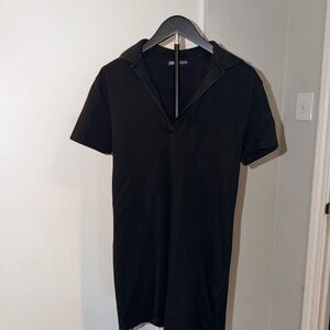 Zara Black V-Neck Short-Sleeve Polo